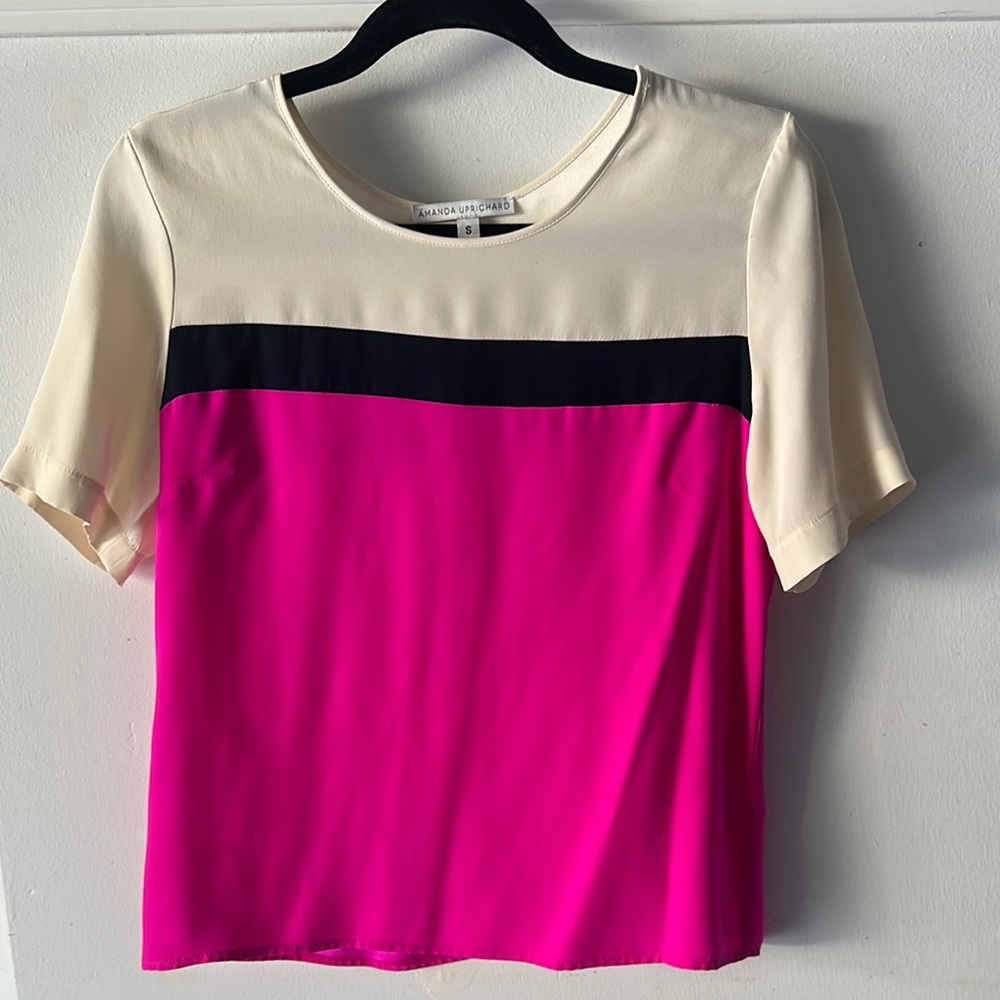 Amanda Uprichard Boxy Colorblock Short Sleeve Tee
